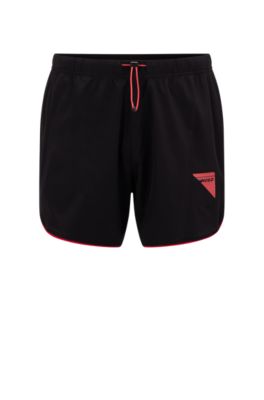 HUGO - Super-stretch shorts with piping and capsule logo