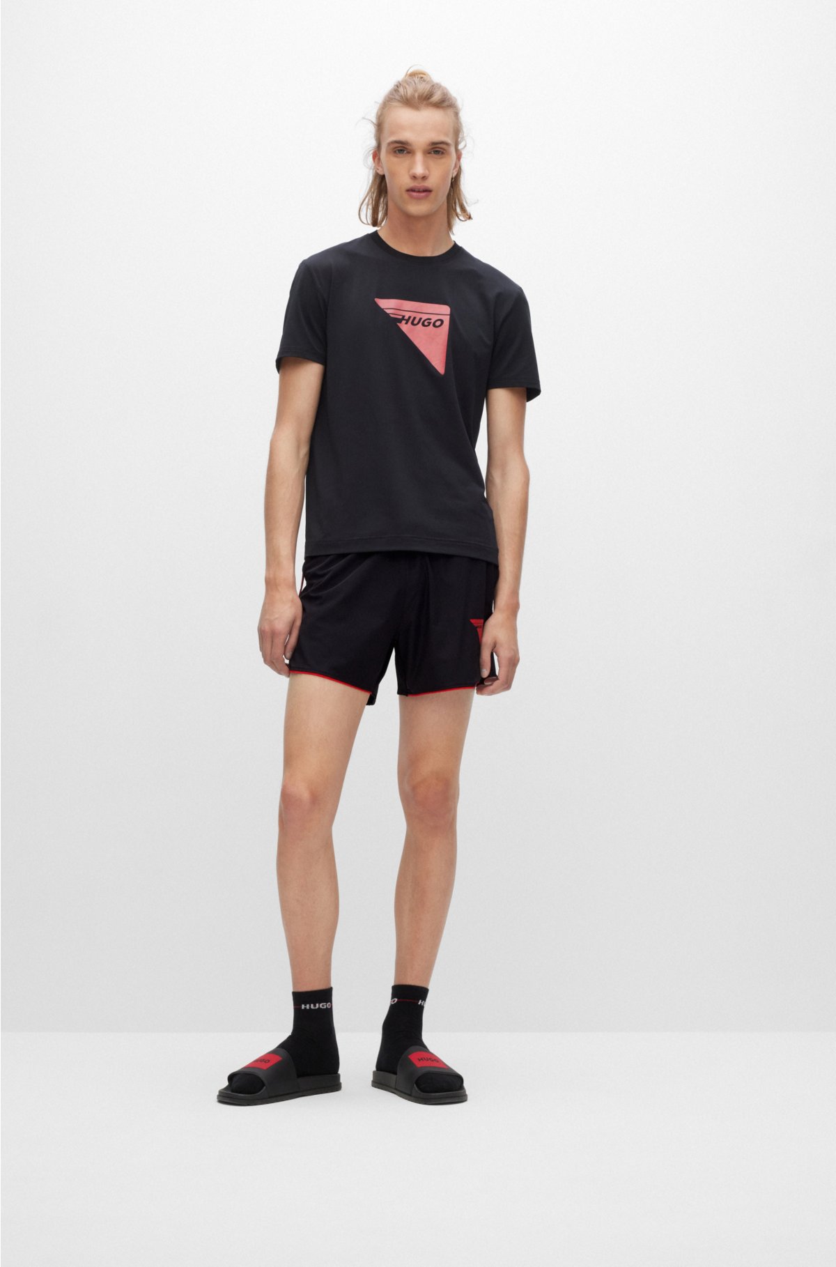 and HUGO piping shorts Super-stretch with capsule logo -