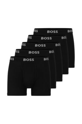 Hugo Boss Five-pack Of Boxer Briefs With Logo Waistbands In Black