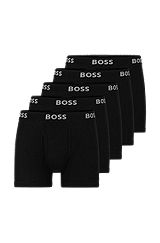 Five-pack of boxer briefs with logo waistbands, Black
