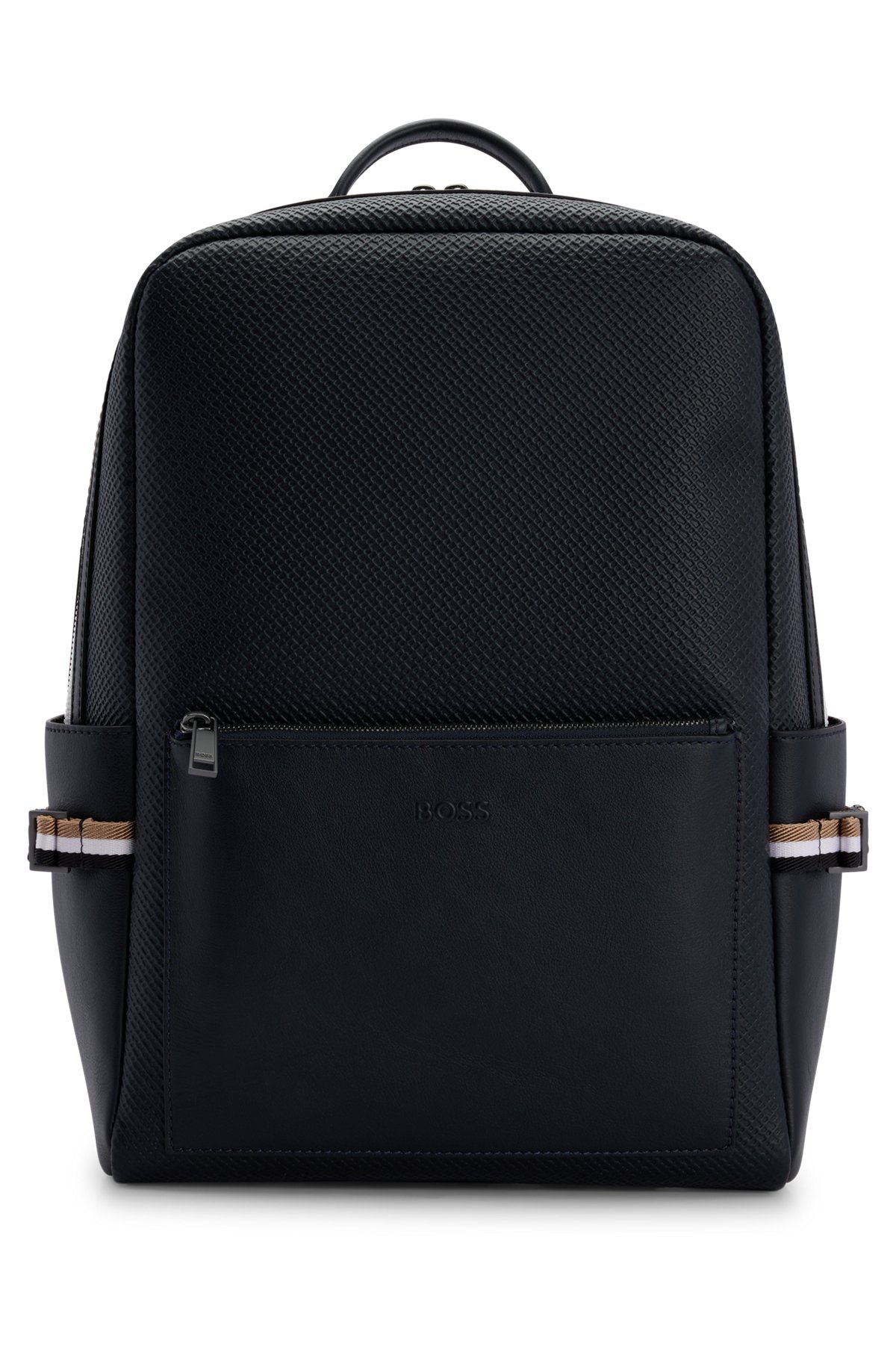 BOSS - Backpack in plain and Italian leather