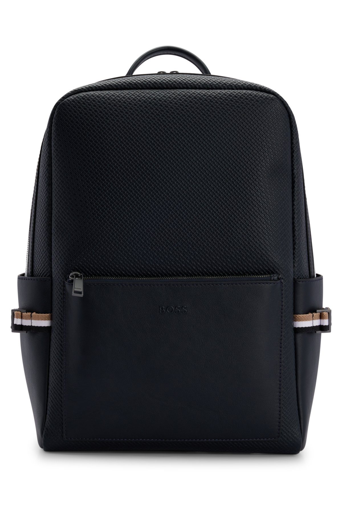 lukke Kompliment Aggressiv BOSS - Backpack in plain and logo-embossed Italian leather