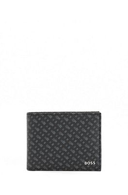 BOSS - Money-clip card holder in Italian monogrammed fabric