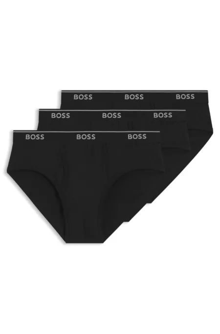 Three-pack of cotton briefs with logo waistbands