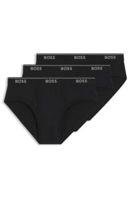 Three-pack of cotton briefs with logo waistbands, Negro