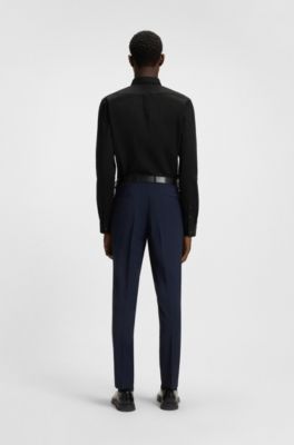 Extra-slim-fit shirt in stretch-cotton canvas, Black