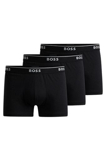 Lot de trois boxers courts en coton avec taille logotée, Noir