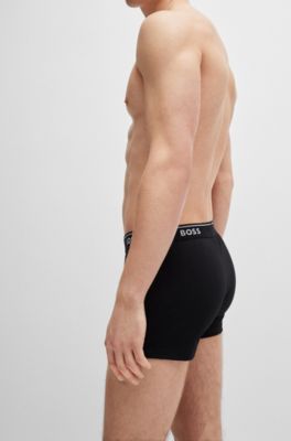 Three-pack of cotton trunks with logo waistbands, Black