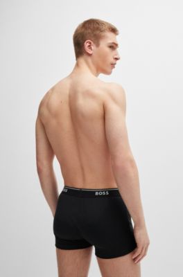 Three-pack of cotton trunks with logo waistbands, Black