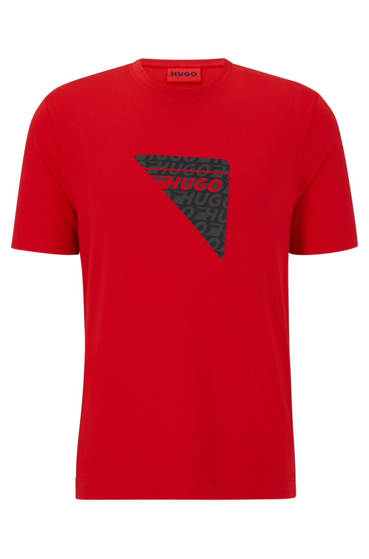 HUGO - Capsule-logo T-shirt in stretch-mesh fabric