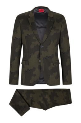 HUGO Extra slim fit suit in performance stretch camouflage fabric