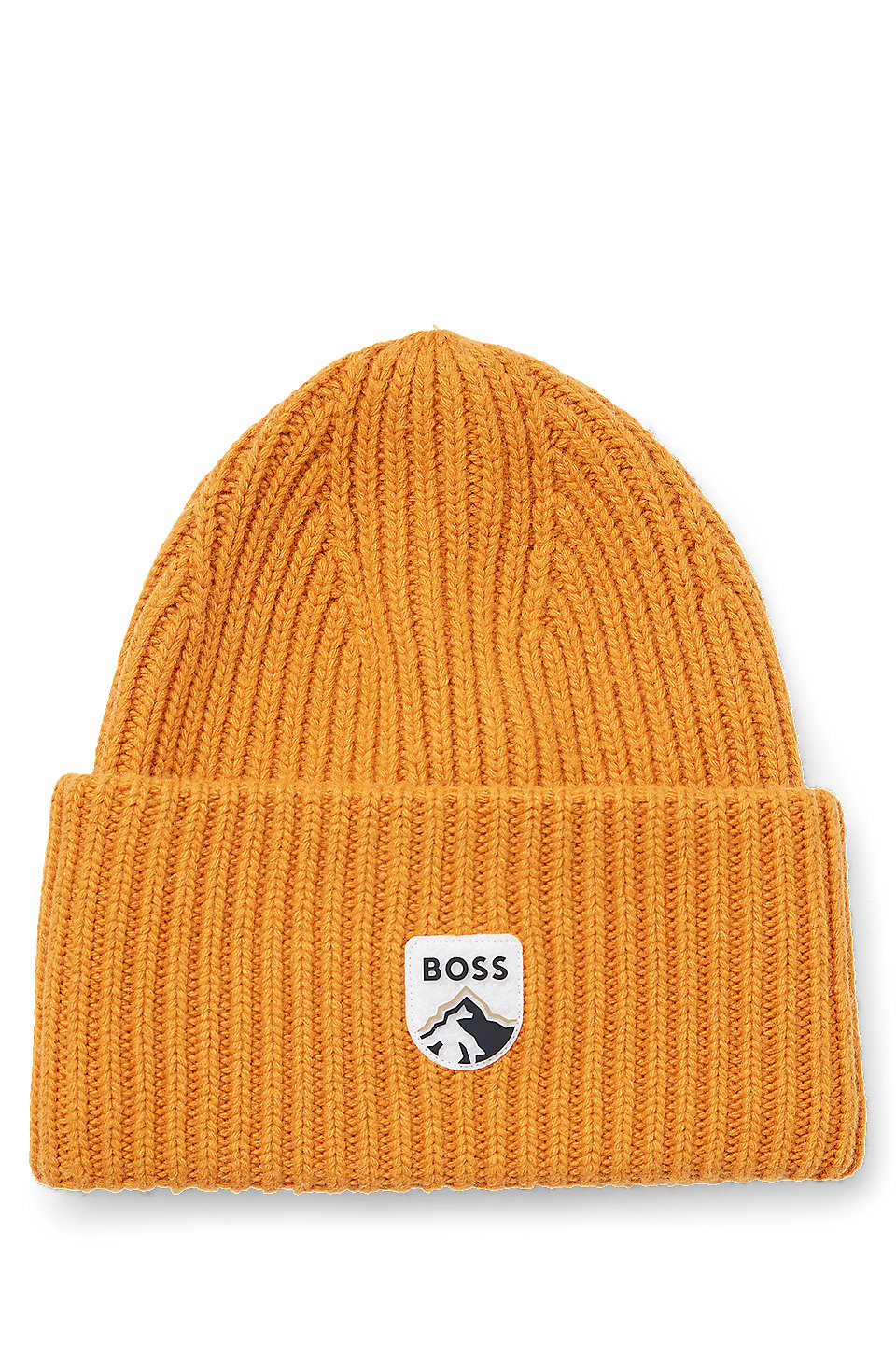 beanie - hat badge mountain-logo with Chunky-knit BOSS