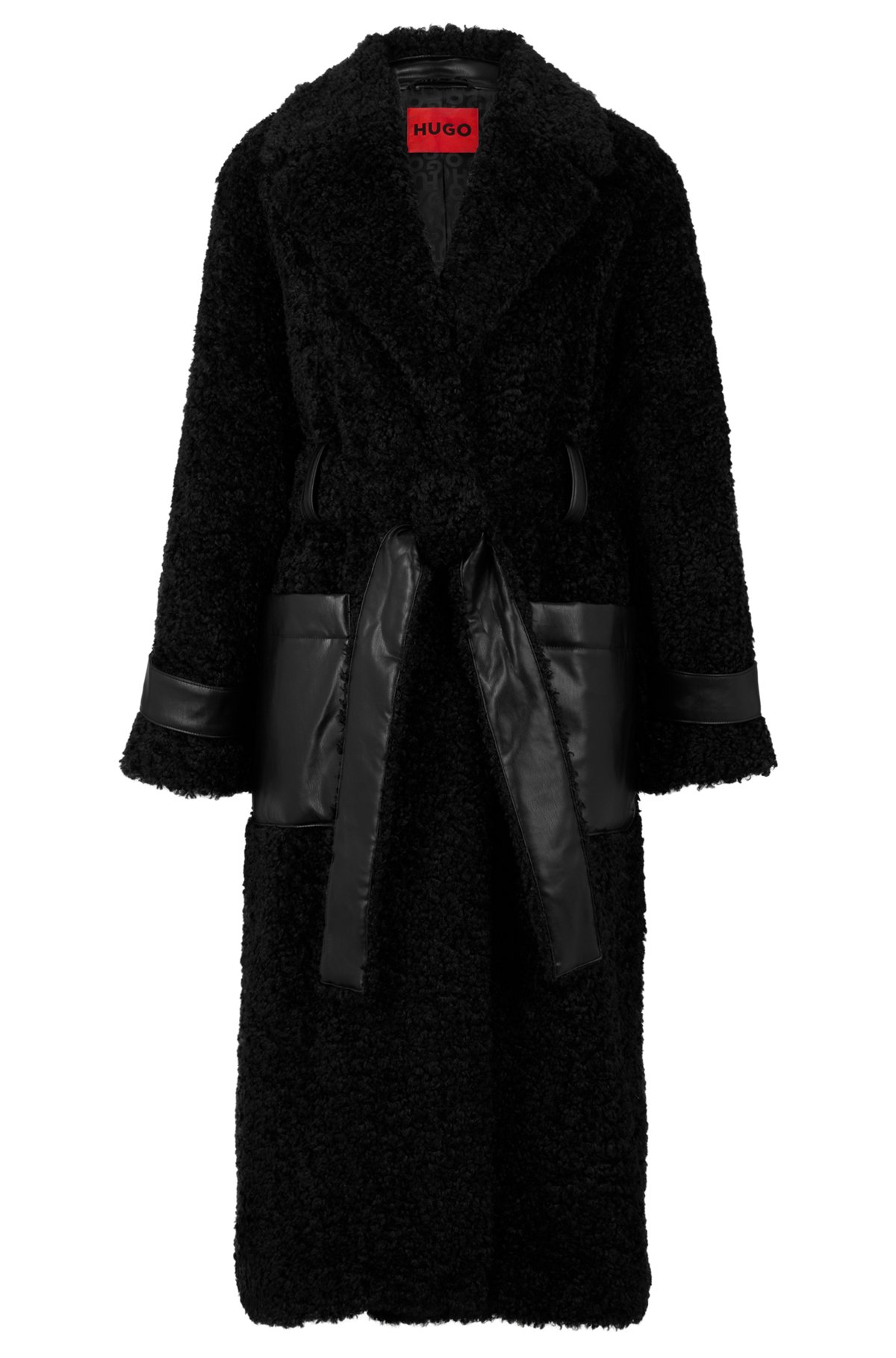 faux-leather - with teddy coat HUGO Relaxed-fit trims