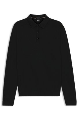 Pull en laine vierge italienne avec manches longues et col polo