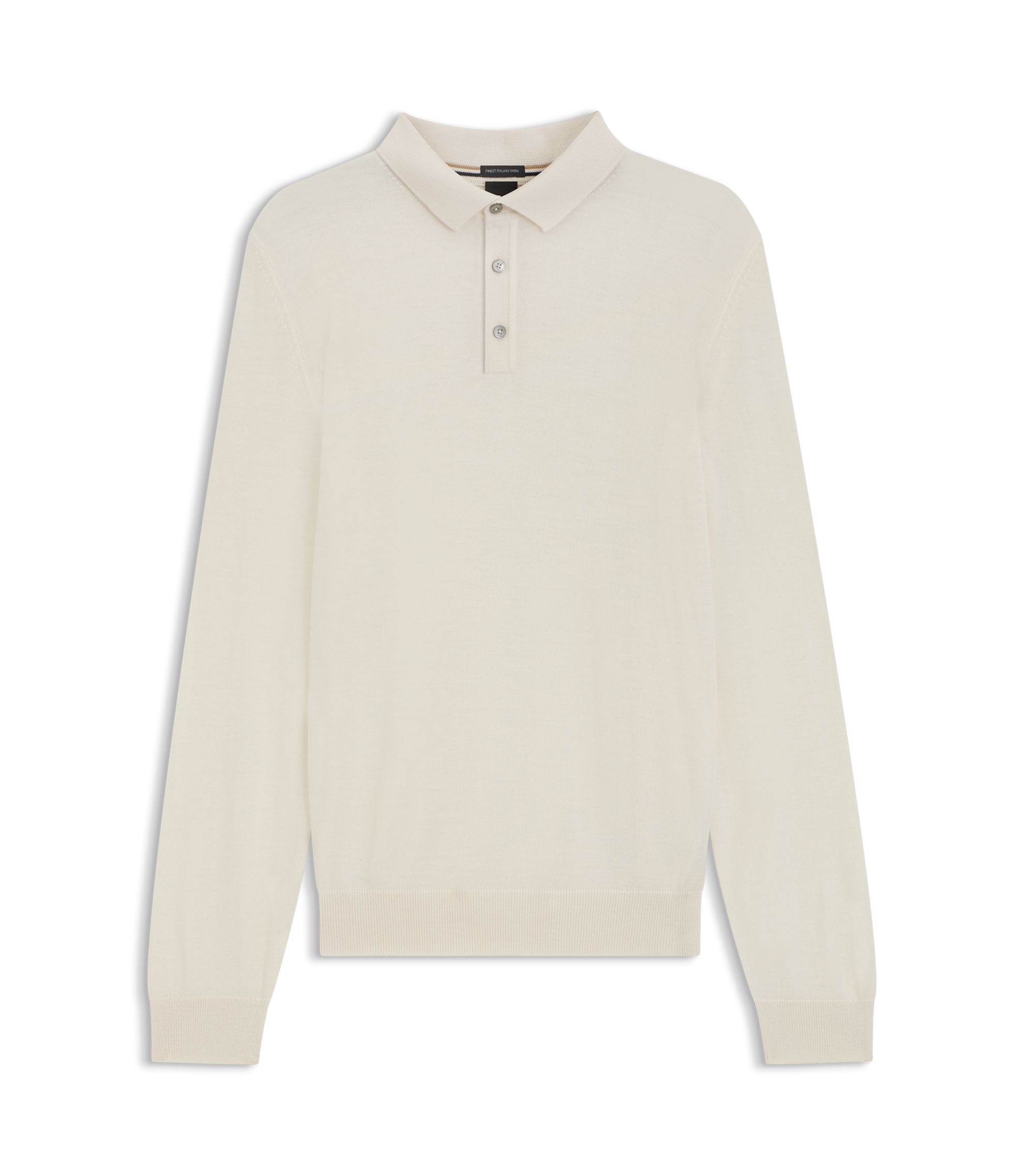 BOSS - Knitted polo sweater in virgin wool - White