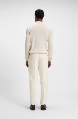 Knitted polo sweater in virgin wool, White