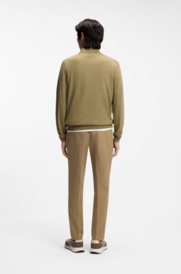 Knitted polo sweater in virgin wool, Khaki