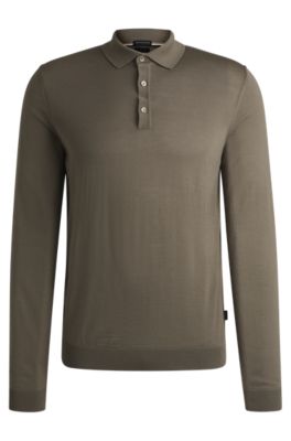 Knitted polo sweater in virgin wool, Light Green