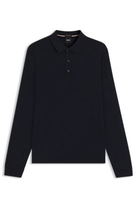 Pull en laine vierge italienne avec manches longues et col polo