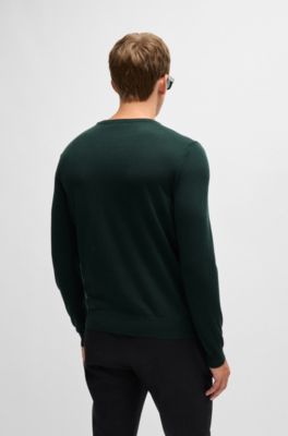 Jersey de lana virgen con cuello en pico y logo bordado, Cal