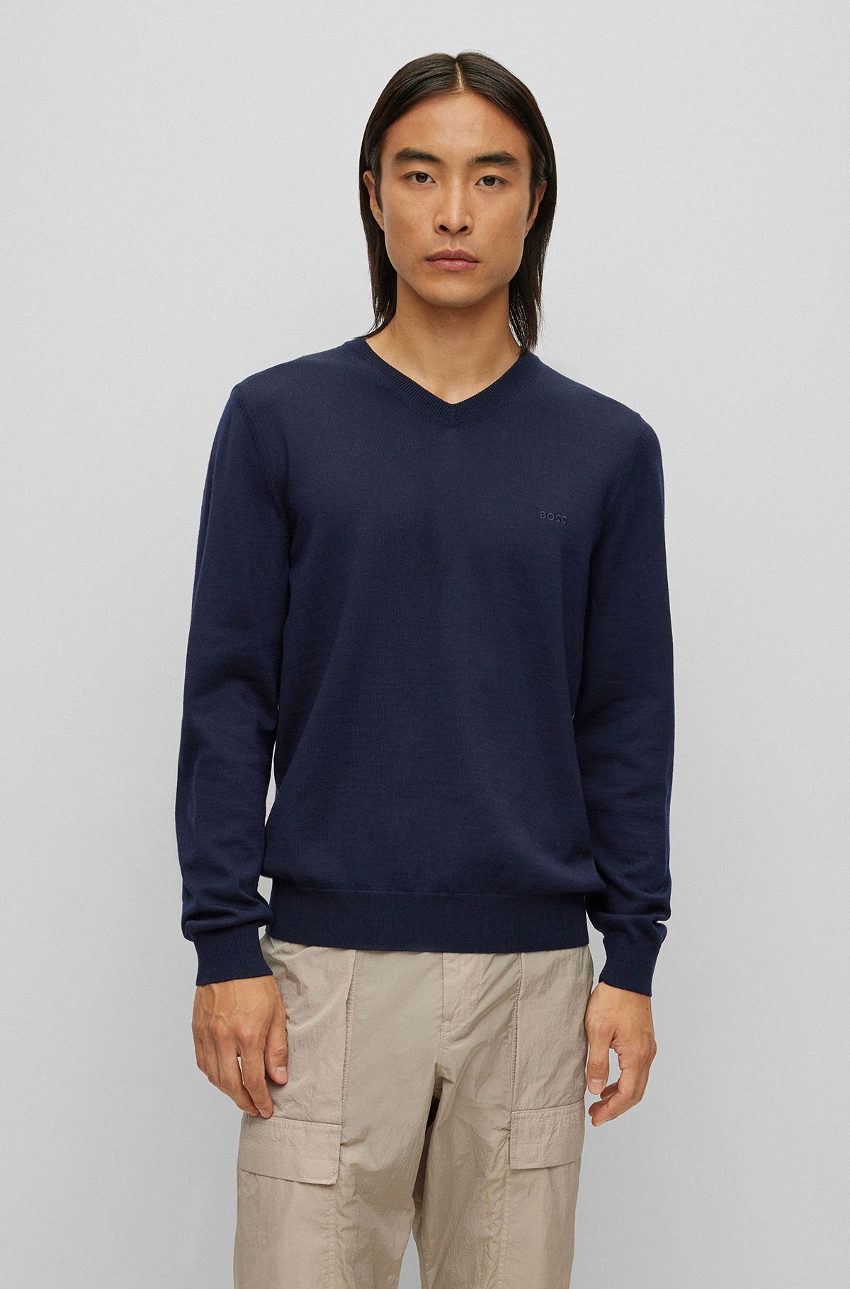 BOSS - V-neck sweater in wool