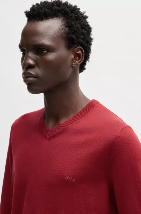 Embroidered-logo sweater in virgin wool