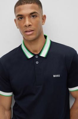 BOSS - Interlock-cotton slim-fit polo shirt with logo embroidery