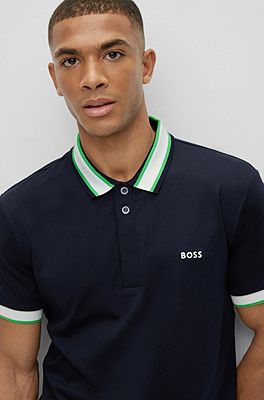 Interlock-cotton slim-fit polo shirt with logo tape