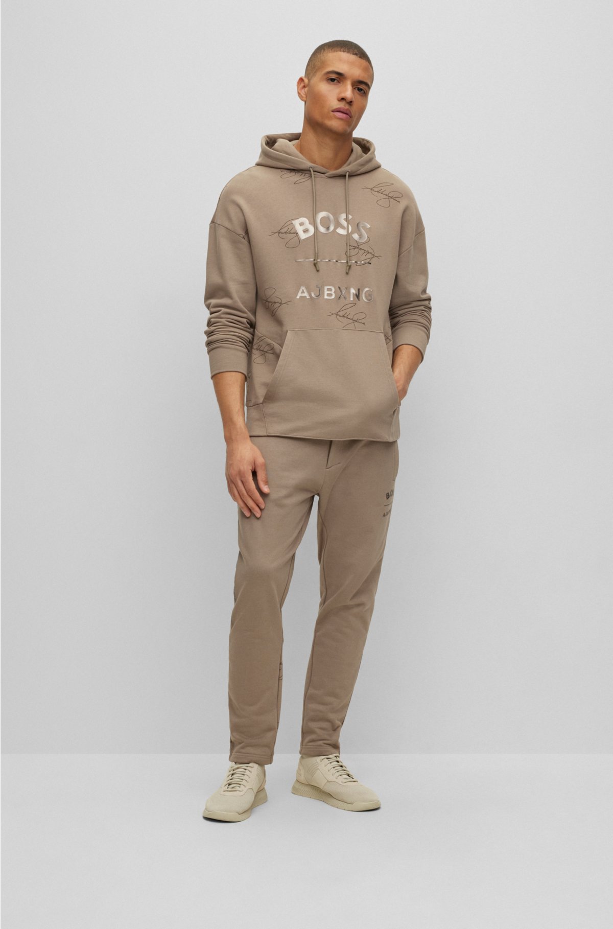 branding collaborative AJBXNG cotton BOSS BOSS with - x relaxed-fit hoodie
