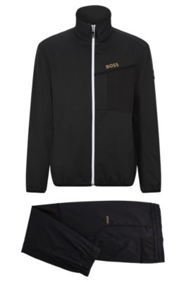 Hugo boss tracksuit black and gold sale