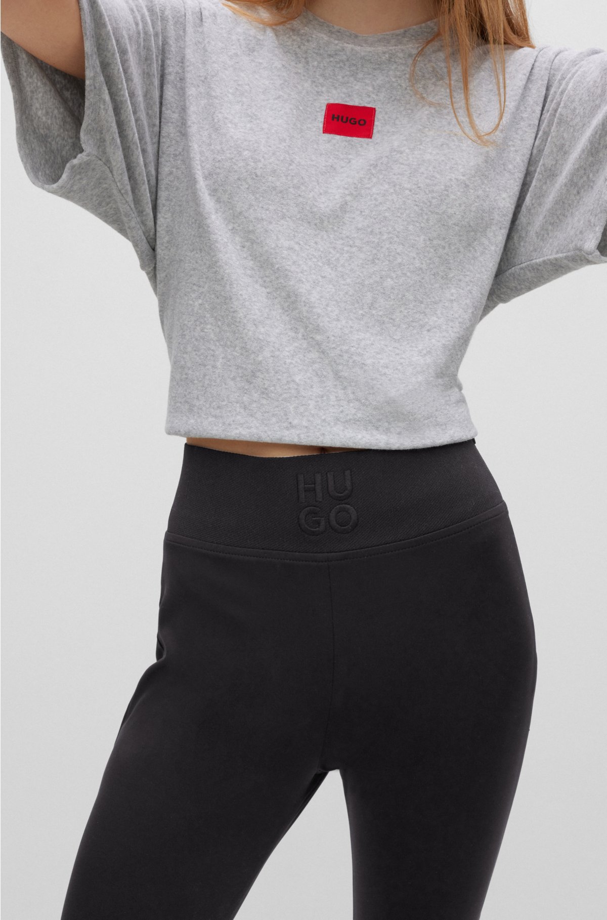 BOSS Printed leggings with logo waist girl white 