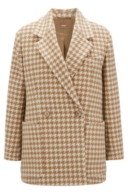 BOSS - Regular-fit jacket in a houndstooth wool blend