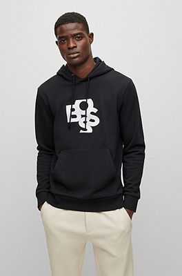 BOSS - Monogram sweatshirt in French terry with batwing sleeves