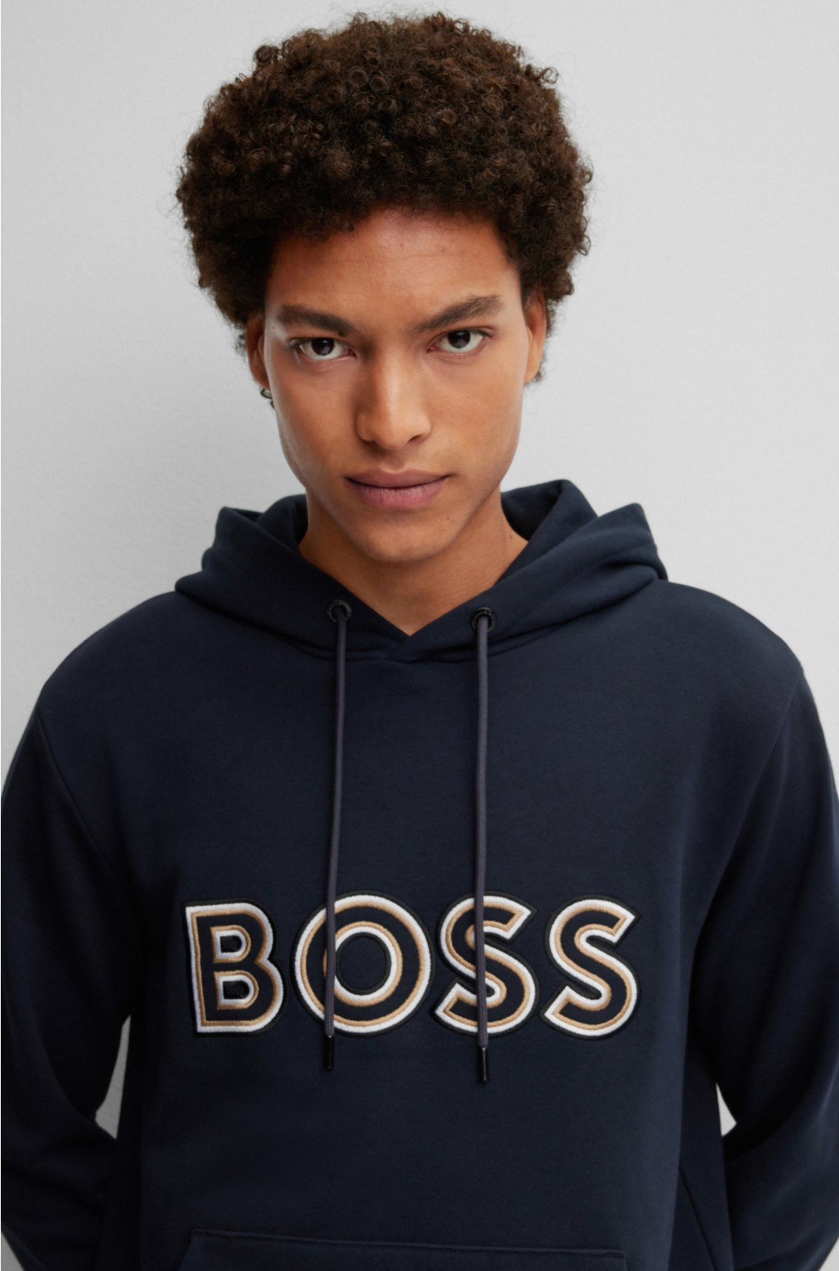 BOSS - French-terry hoodie with BOSS logo