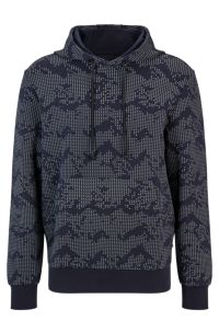 BOSS Stretch cotton hoodie with decorative reflective mountain