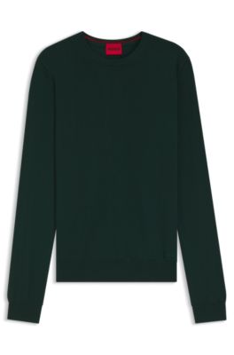 Embroidered-logo sweater in virgin wool, Light Green