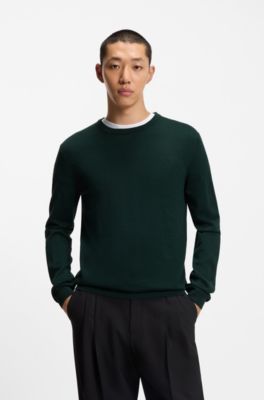 Embroidered-logo sweater in virgin wool, Light Green