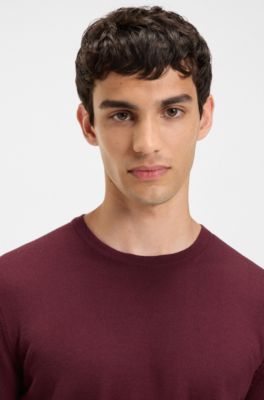 Embroidered-logo sweater in virgin wool, Dark Red