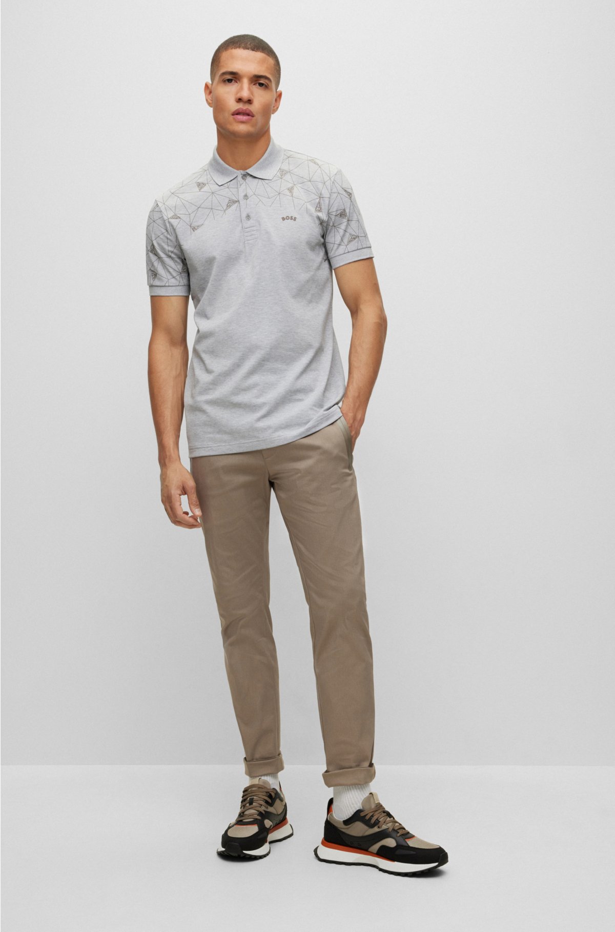BOSS - Cotton-blend slim-fit polo shirt artwork