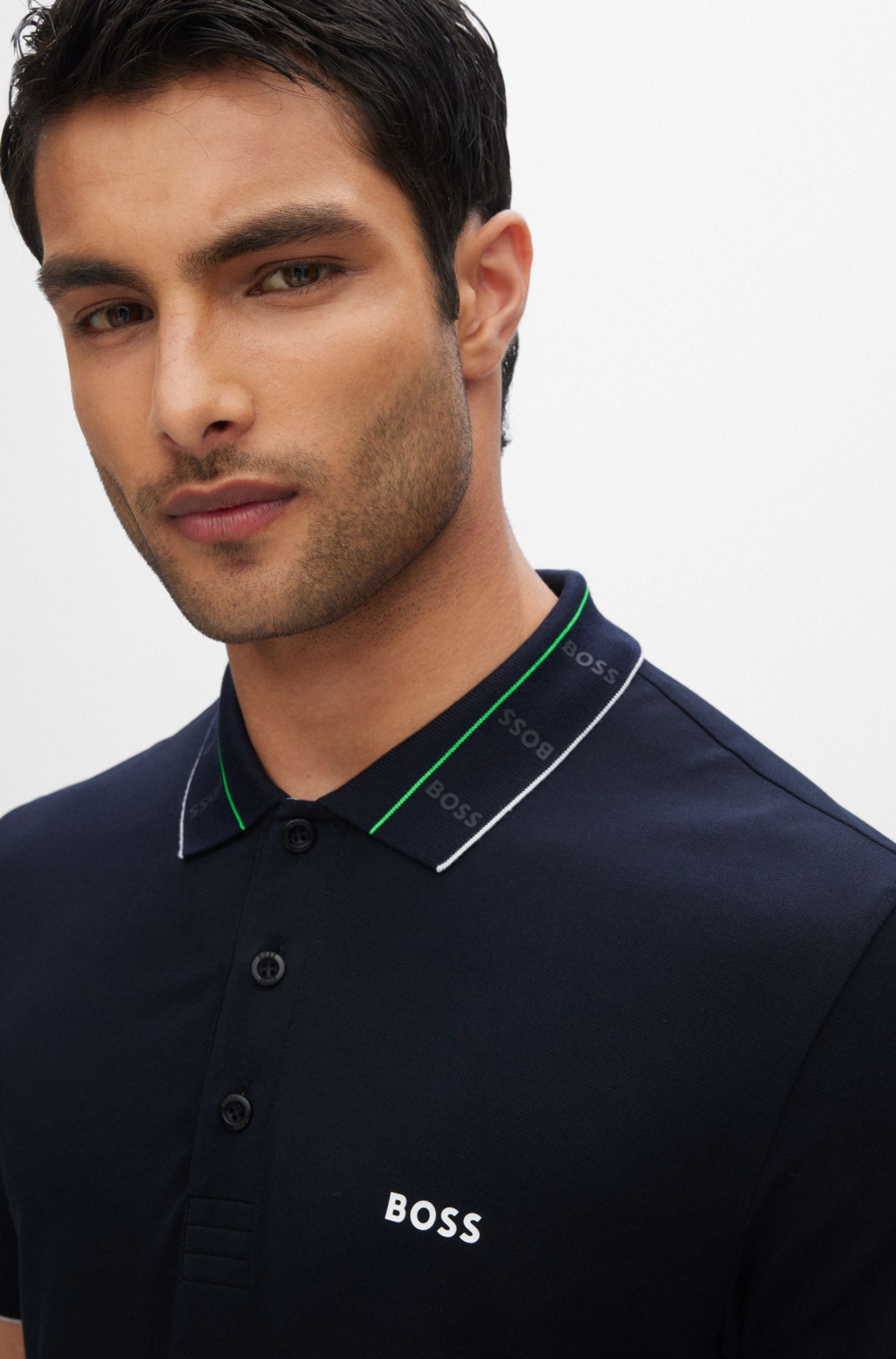 stavelse transaktion Whitney BOSS - Slim-fit polo shirt with logo-print collar