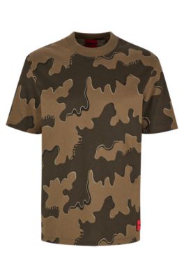 HUGO - Relaxed-fit T-shirt in cotton with camouflage print