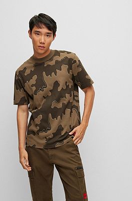 HUGO - Relaxed-fit T-shirt in cotton with camouflage print