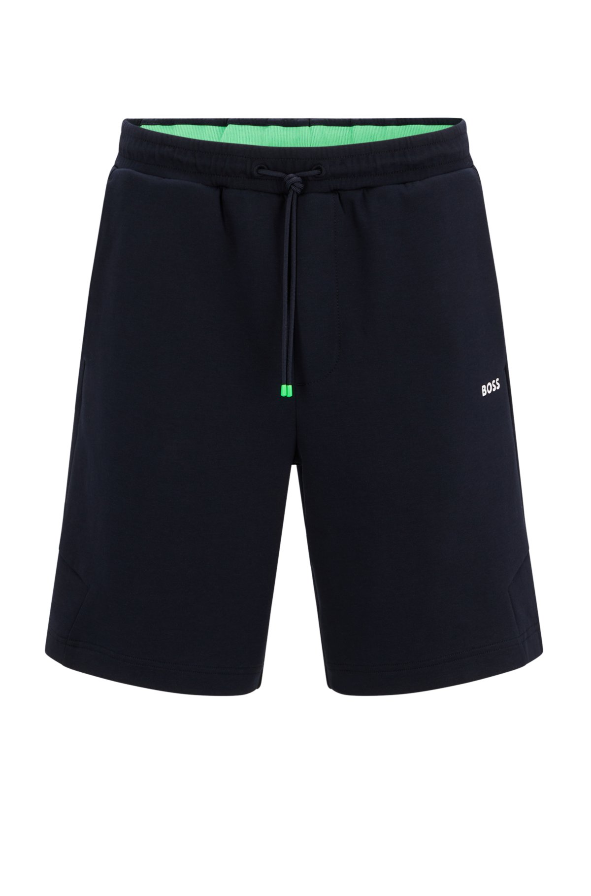 BOSS - Cotton-blend regular-fit shorts with logo tape