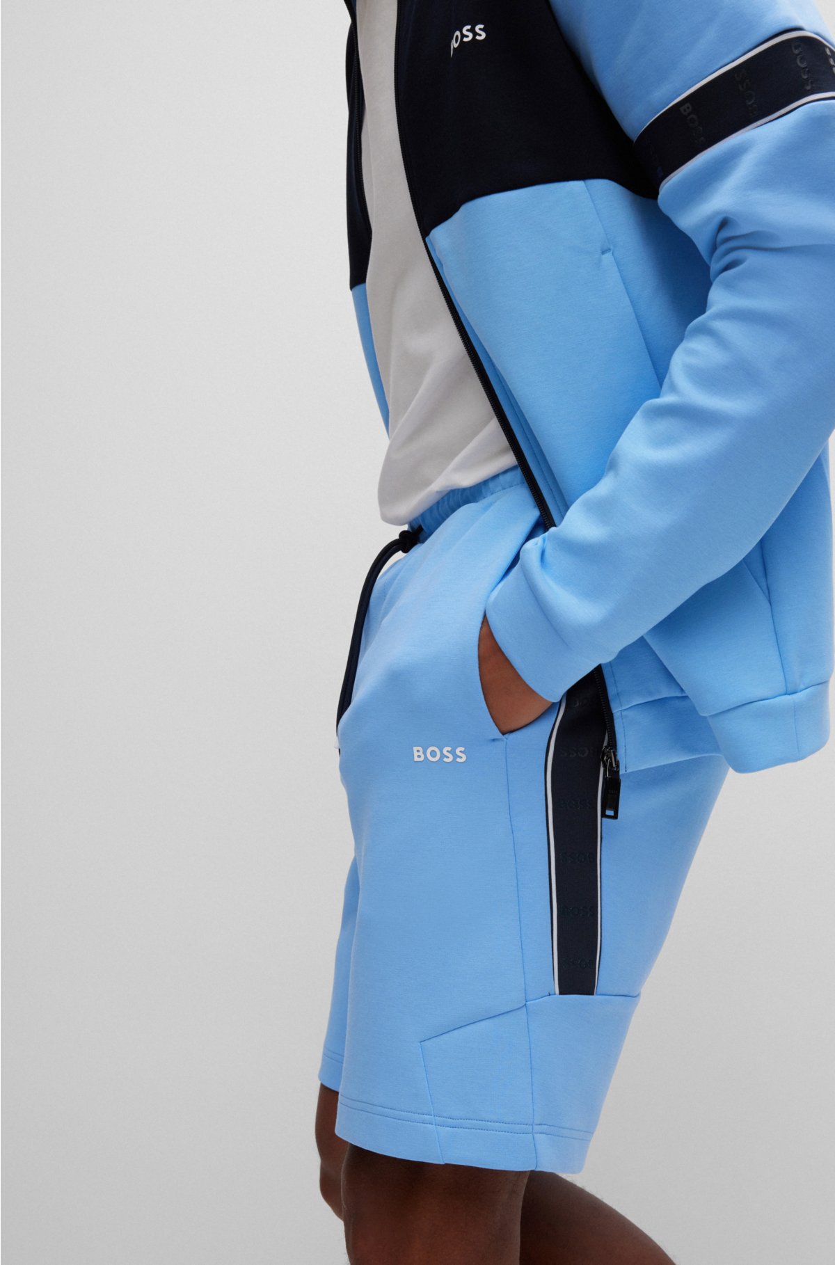BOSS - logo tape shorts regular-fit Cotton-blend with