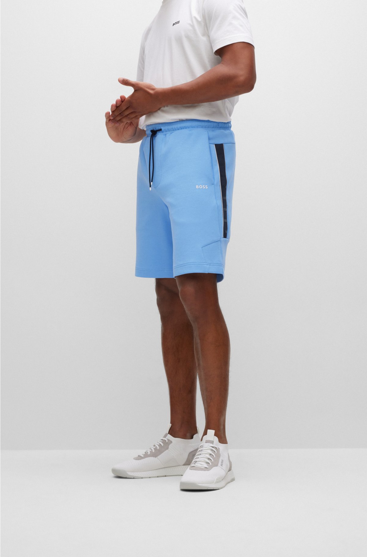 - regular-fit BOSS logo with tape Cotton-blend shorts
