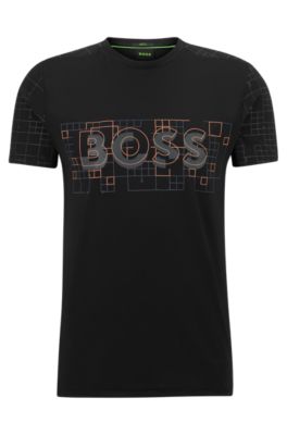 BOSS Active stretch slim fit T shirt with glow effects