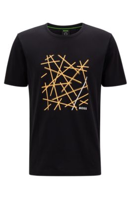 BOSS - Cotton-jersey regular-fit T-shirt with logo artwork