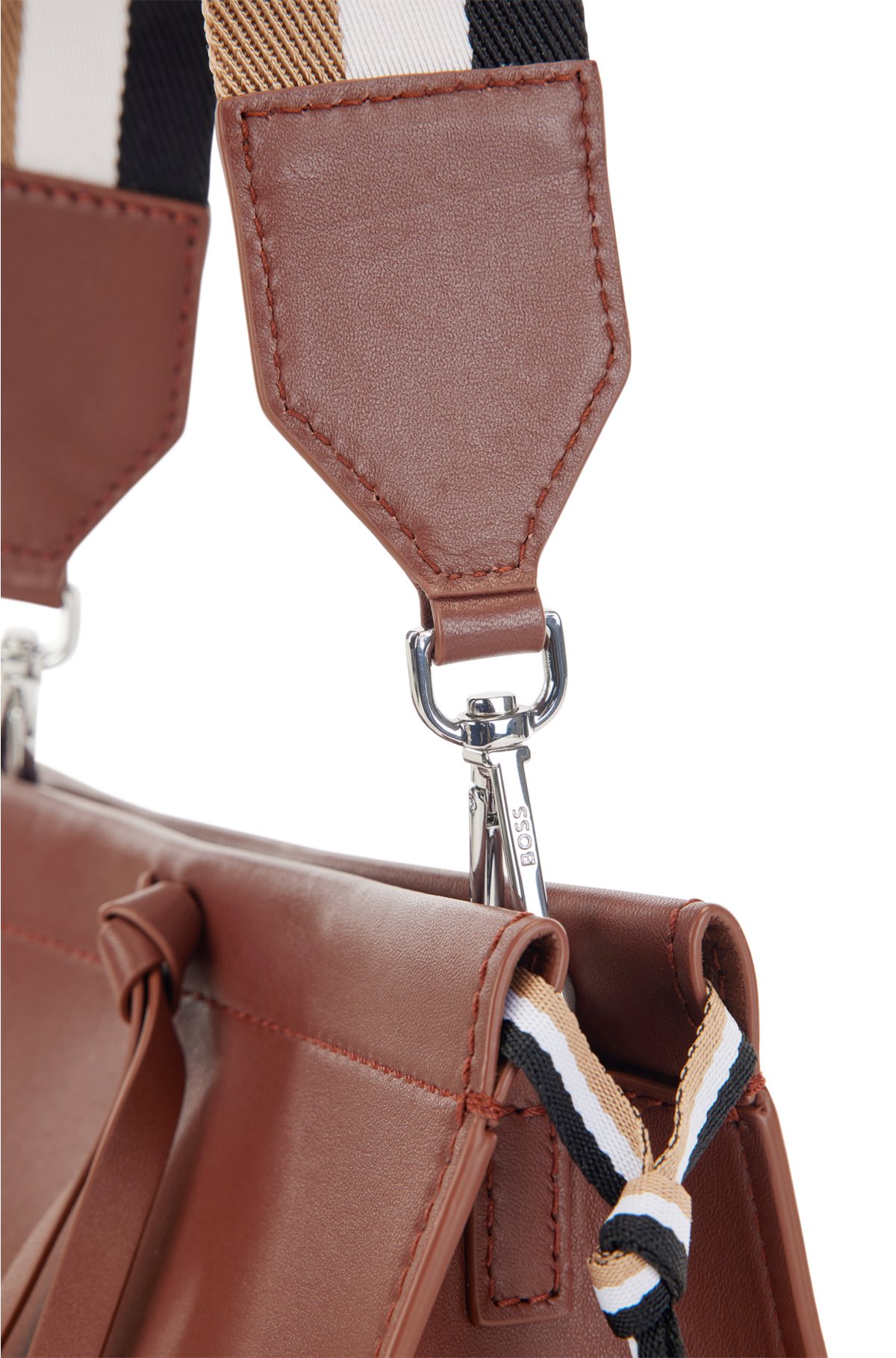 BOSS - Leather signature-stripe strap