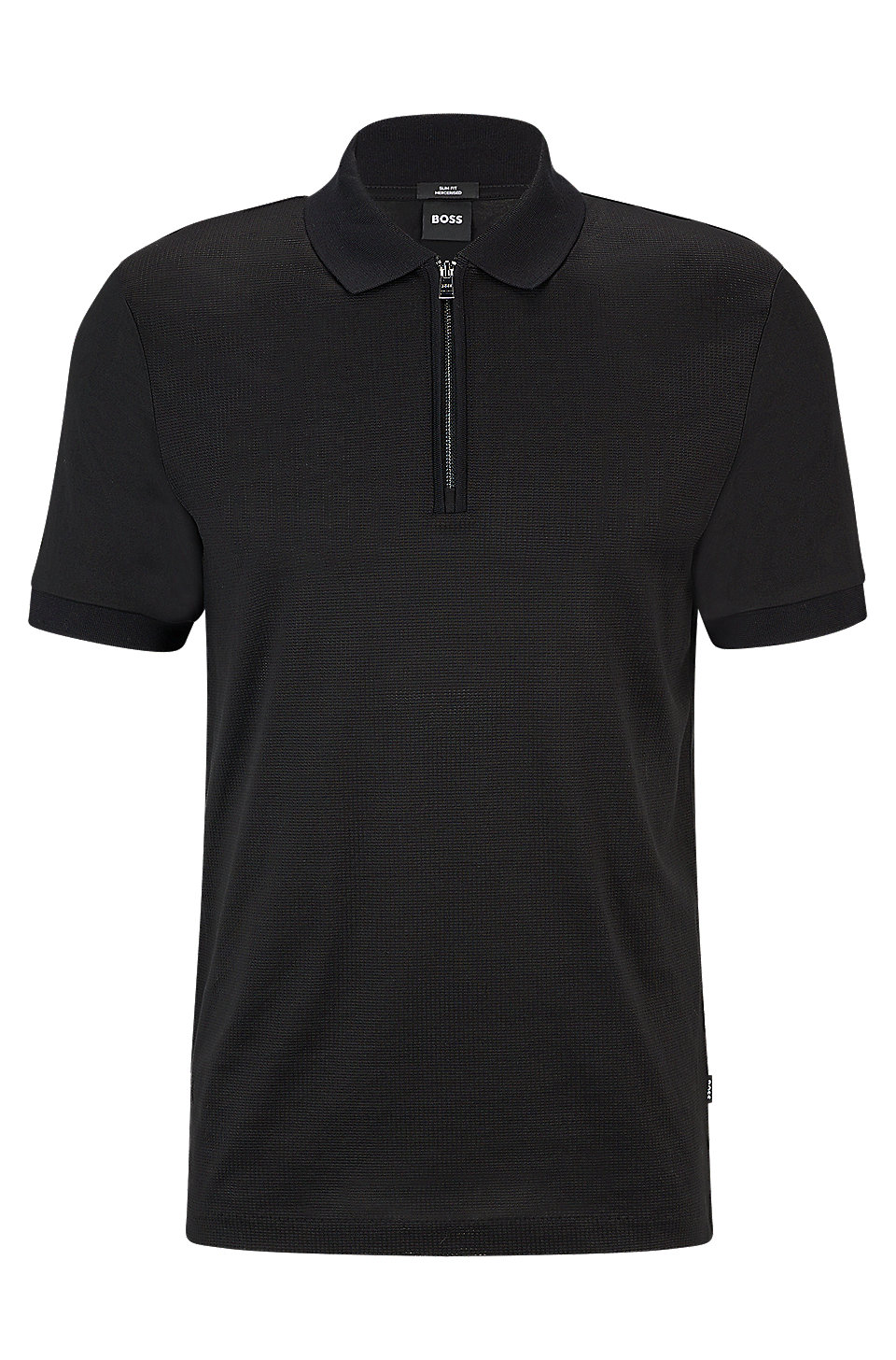 BOSS - Mercerised-cotton slim-fit polo shirt with zipped placket