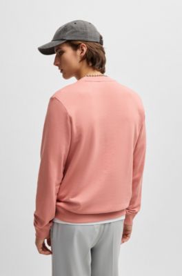 Sudadera regular fit de felpa de algod&oacute;n con logo estampado, Rosa claro